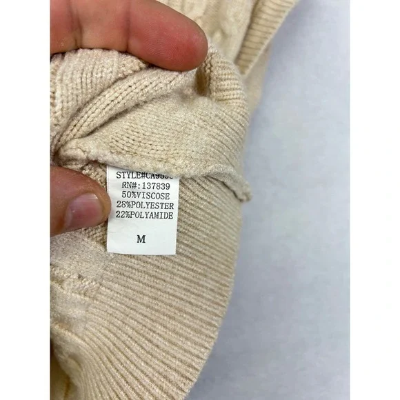 Debut Beige‎ Cable Knit Button Detail Cropped Sweater Vest Women's Medium - Picture 9 of 9